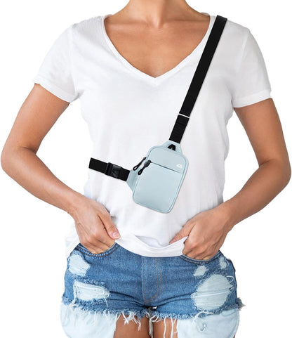 Mini Crossbody Sling Bag Dual Pocket Water Resistant Running Phone Holder Chest Shoulder Bag for Men Women Travel Gym