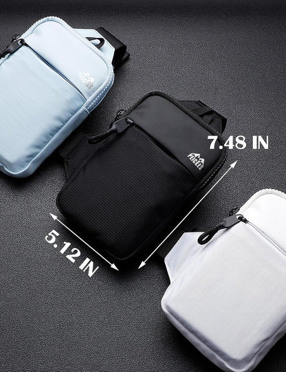Mini Crossbody Sling Bag Dual Pocket Water Resistant Running Phone Holder Chest Shoulder Bag for Men Women Travel Gym