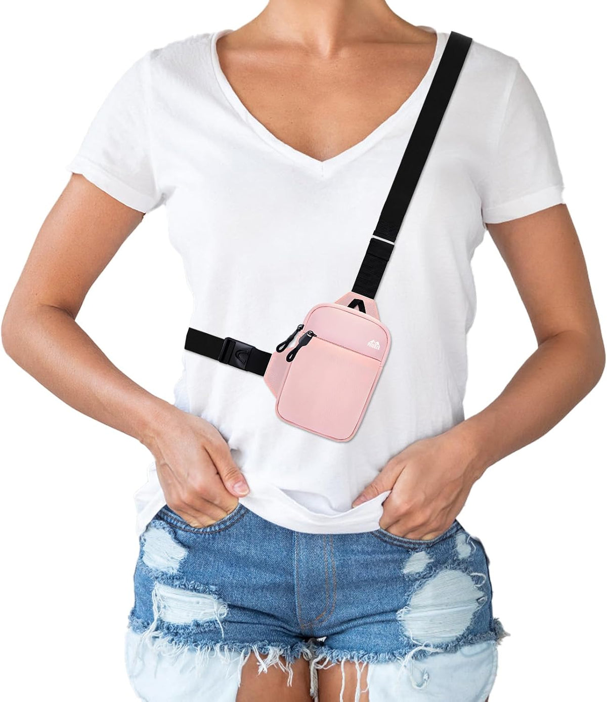Mini Crossbody Sling Bag Dual Pocket Water Resistant Running Phone Holder Chest Shoulder Bag for Men Women Travel Gym