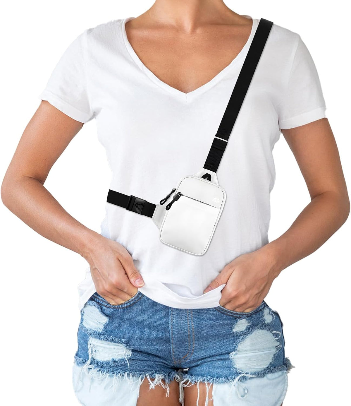 Mini Crossbody Sling Bag Dual Pocket Water Resistant Running Phone Holder Chest Shoulder Bag for Men Women Travel Gym
