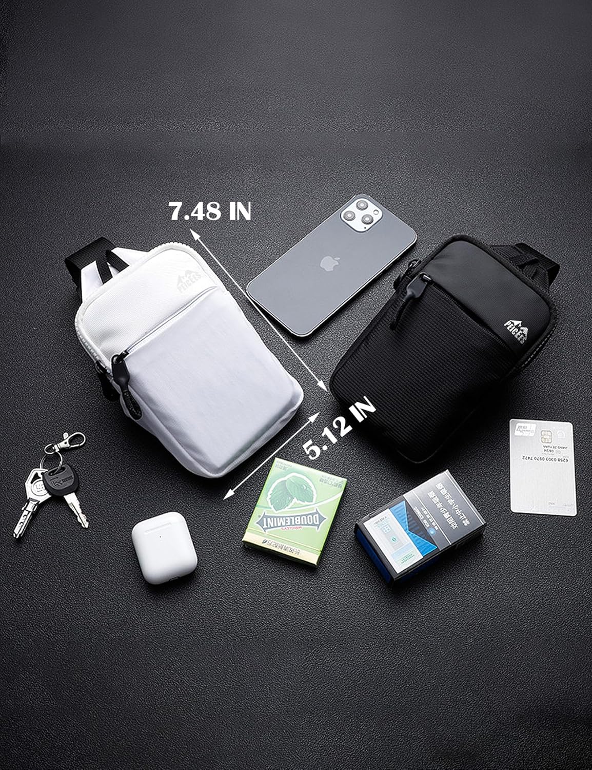 Mini Crossbody Sling Bag Dual Pocket Water Resistant Running Phone Holder Chest Shoulder Bag for Men Women Travel Gym