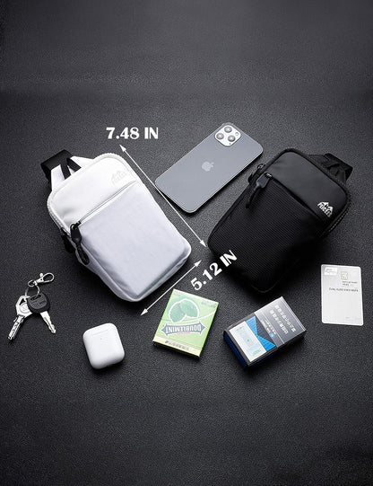 Mini Crossbody Sling Bag Dual Pocket Water Resistant Running Phone Holder Chest Shoulder Bag for Men Women Travel Gym