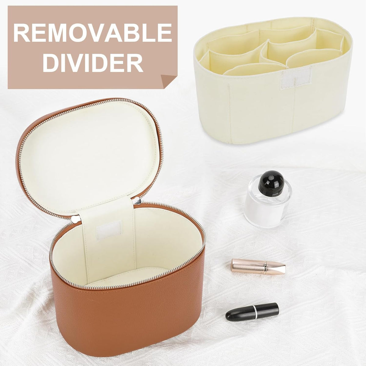 Makeup Bag Vanity Case with Removable Divider Travel Toiletry Bag Portable Cosmetic Bag Makeup Organizer Case
