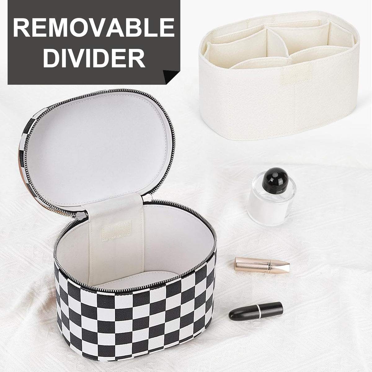 Makeup Bag Vanity Case with Removable Divider Travel Toiletry Bag Portable Cosmetic Bag Makeup Organizer Case
