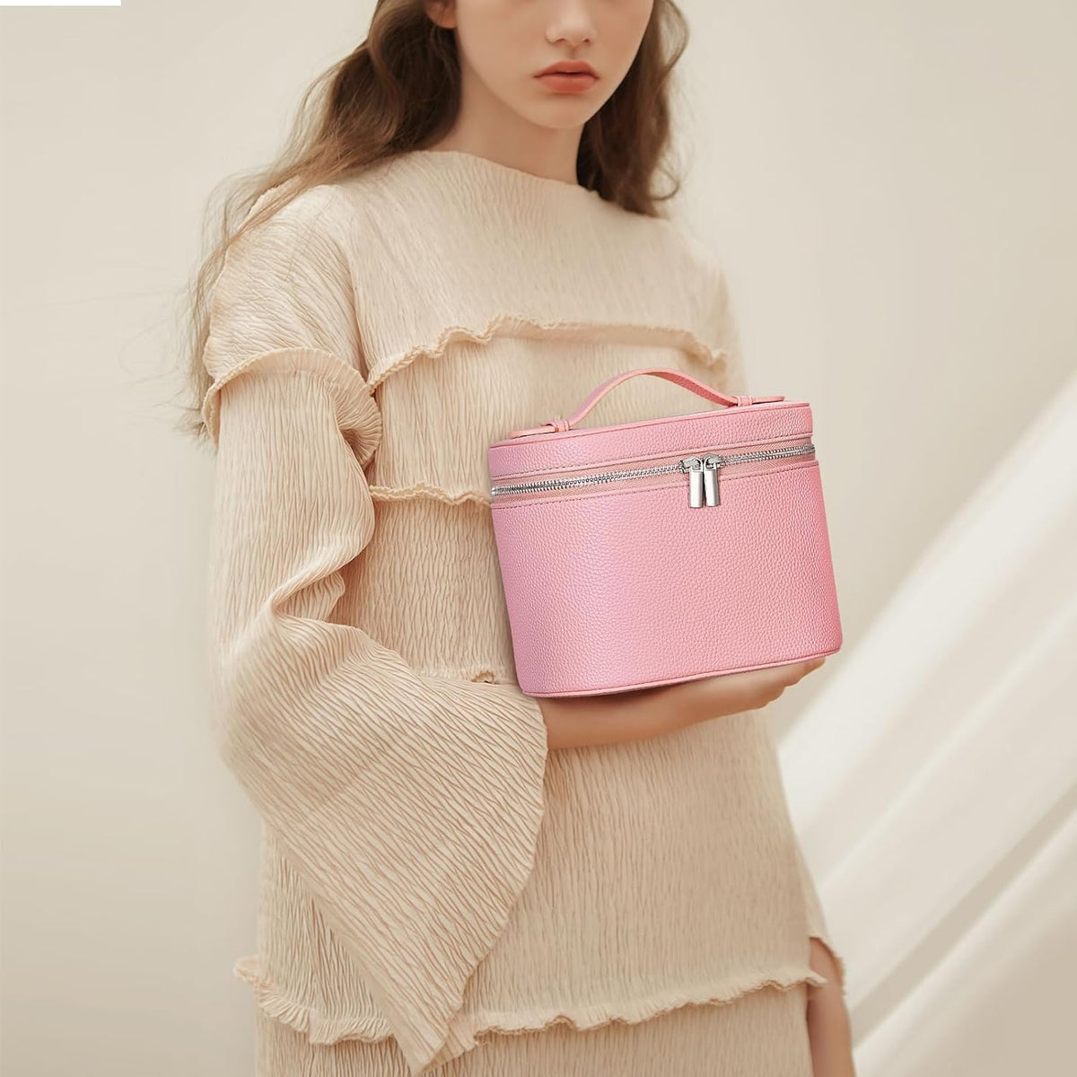 Makeup Bag Vanity Case with Removable Divider Travel Toiletry Bag Portable Cosmetic Bag Makeup Organizer Case