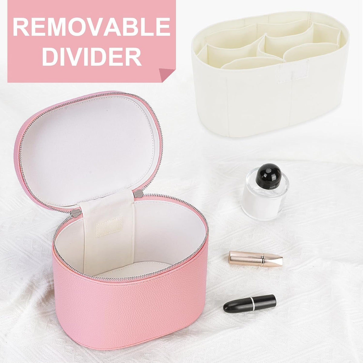 Makeup Bag Vanity Case with Removable Divider Travel Toiletry Bag Portable Cosmetic Bag Makeup Organizer Case