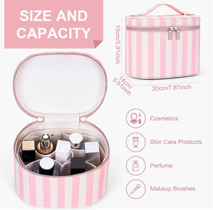 Makeup Bag Vanity Case with Removable Divider Travel Toiletry Bag Portable Cosmetic Bag Makeup Organizer Case