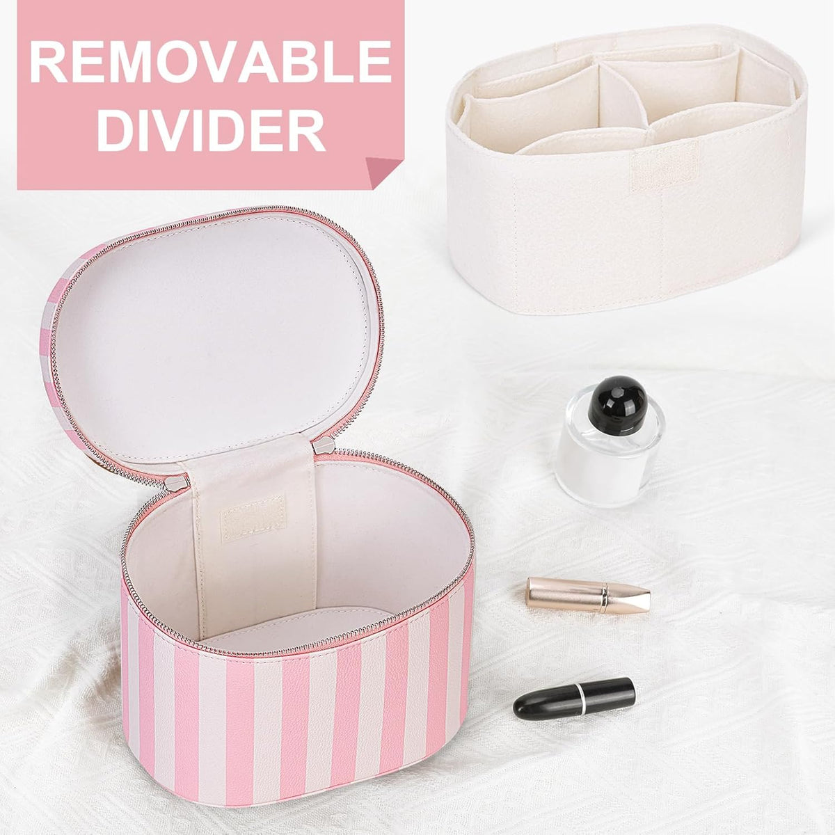 Makeup Bag Vanity Case with Removable Divider Travel Toiletry Bag Portable Cosmetic Bag Makeup Organizer Case