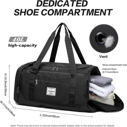 Travel Duffle Bag for men 40L Medium Sports Gym Bag with Wet Pocket & Shoes Compartment Weekender Overnight Backpack for Traveling Duffel Bag Backpack for Women, Khaki