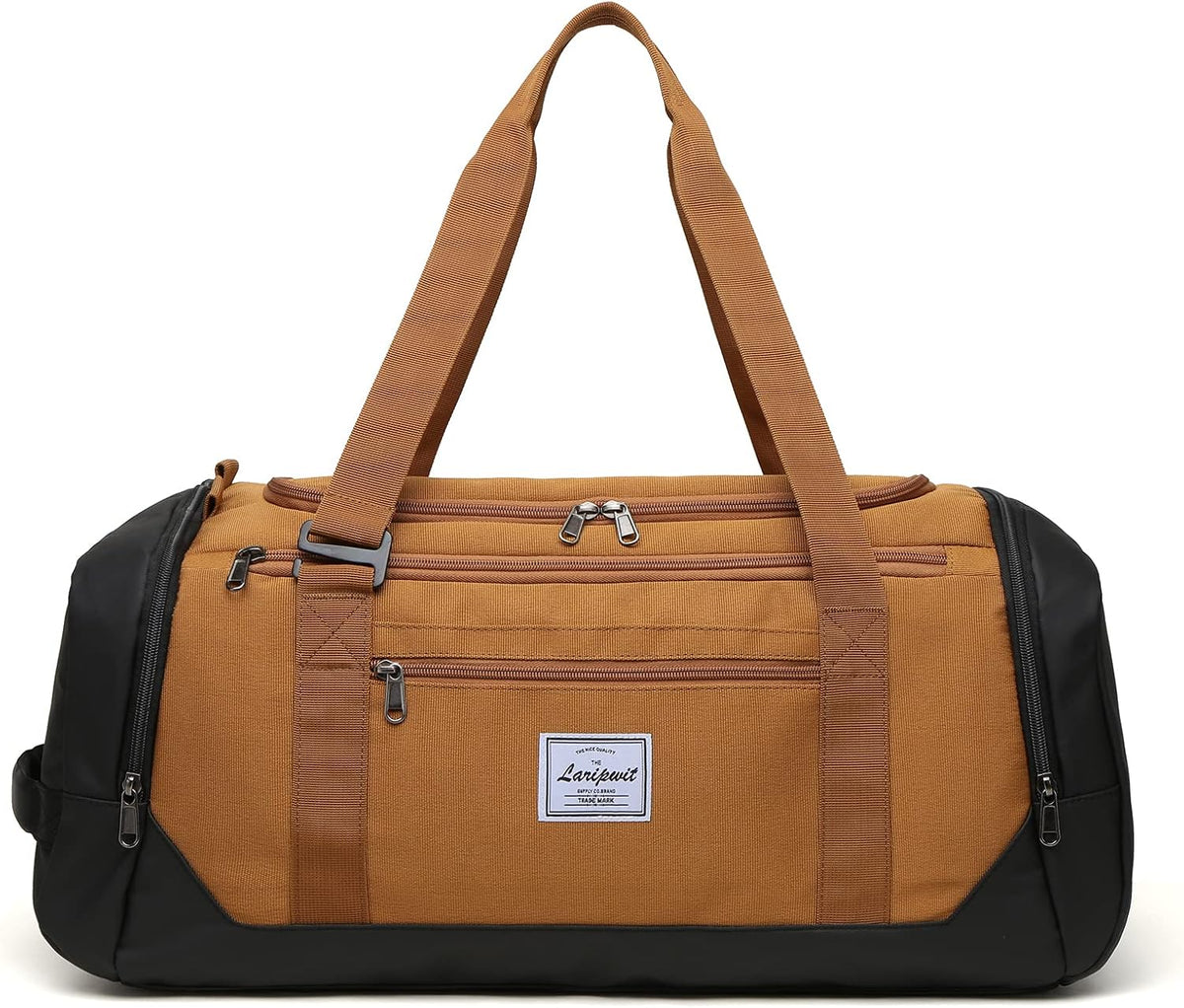 Travel Duffle Bag for men 40L Medium Sports Gym Bag with Wet Pocket & Shoes Compartment Weekender Overnight Backpack for Traveling Duffel Bag Backpack for Women, Khaki