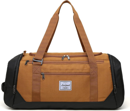 Travel Duffle Bag for men 40L Medium Sports Gym Bag with Wet Pocket & Shoes Compartment Weekender Overnight Backpack for Traveling Duffel Bag Backpack for Women, Khaki