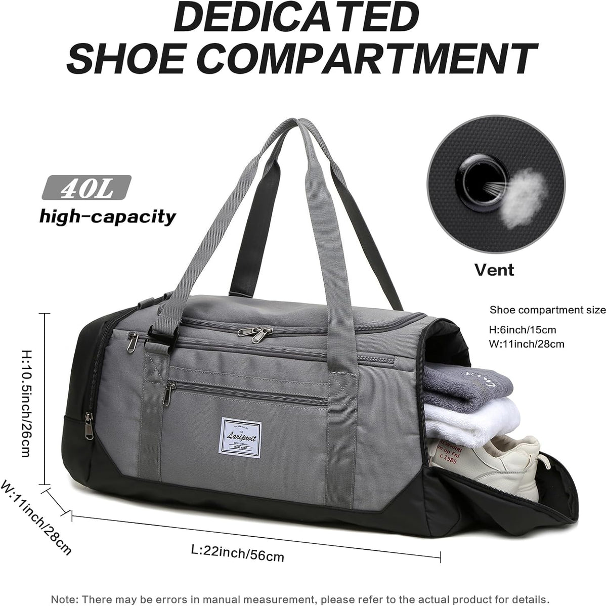 Travel Duffle Bag for men 40L Medium Sports Gym Bag with Wet Pocket & Shoes Compartment Weekender Overnight Backpack for Traveling Duffel Bag Backpack for Women, Khaki