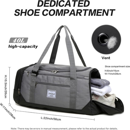 Travel Duffle Bag for men 40L Medium Sports Gym Bag with Wet Pocket & Shoes Compartment Weekender Overnight Backpack for Traveling Duffel Bag Backpack for Women, Khaki