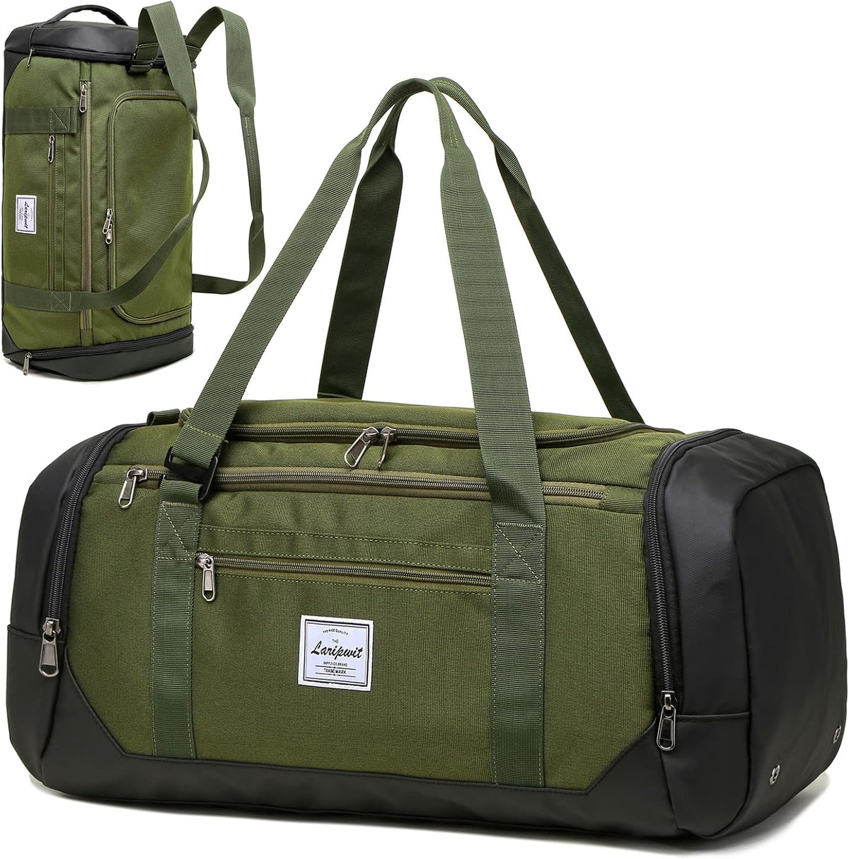 Travel Duffle Bag for men 40L Medium Sports Gym Bag with Wet Pocket & Shoes Compartment Weekender Overnight Backpack for Traveling Duffel Bag Backpack for Women, Khaki