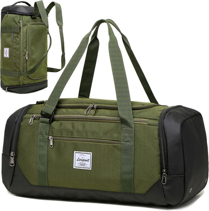 Travel Duffle Bag for men 40L Medium Sports Gym Bag with Wet Pocket & Shoes Compartment Weekender Overnight Backpack for Traveling Duffel Bag Backpack for Women, Khaki