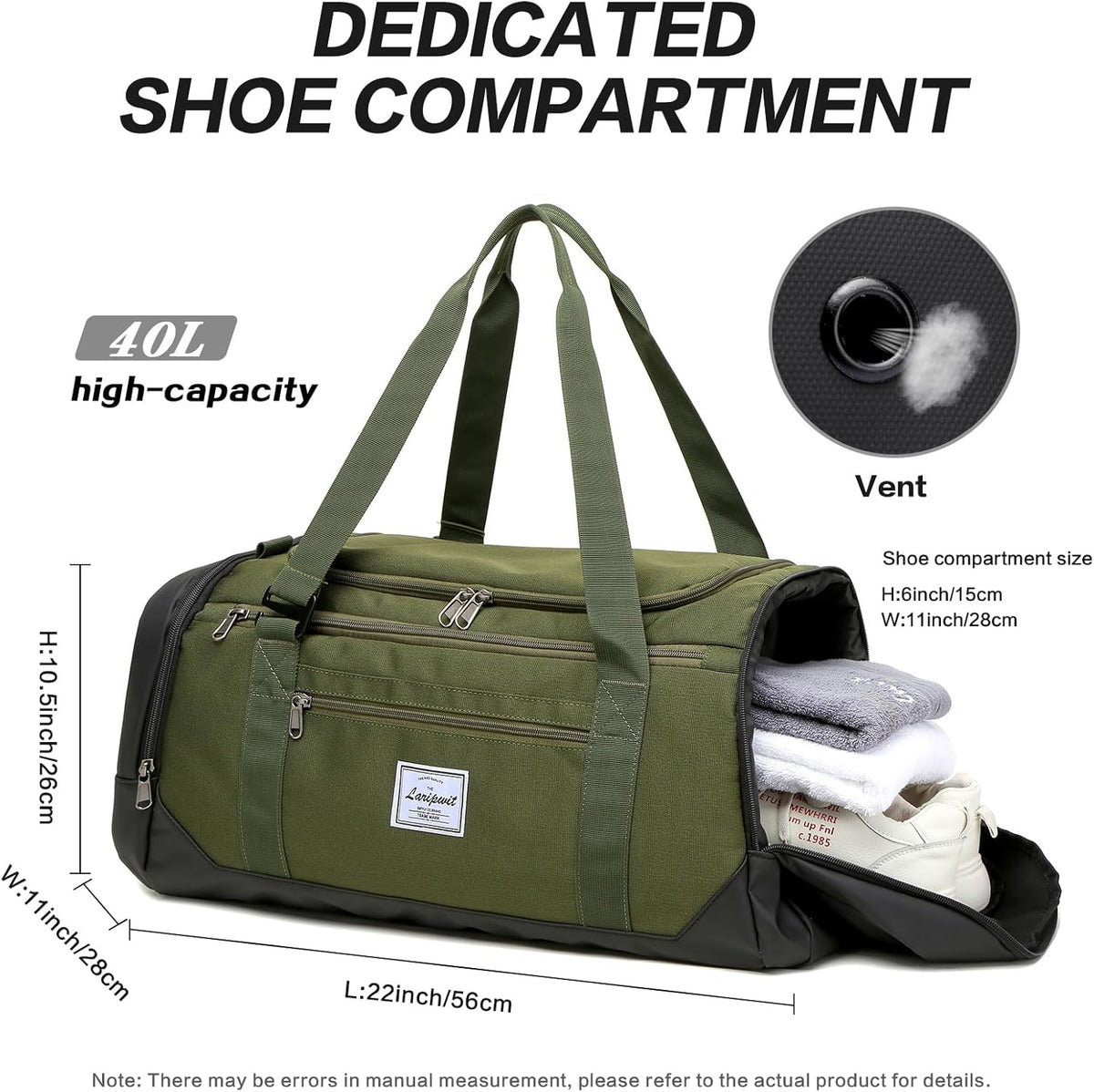 Travel Duffle Bag for men 40L Medium Sports Gym Bag with Wet Pocket & Shoes Compartment Weekender Overnight Backpack for Traveling Duffel Bag Backpack for Women, Khaki