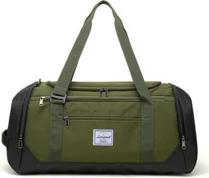 Travel Duffle Bag for men 40L Medium Sports Gym Bag with Wet Pocket & Shoes Compartment Weekender Overnight Backpack for Traveling Duffel Bag Backpack for Women, Khaki