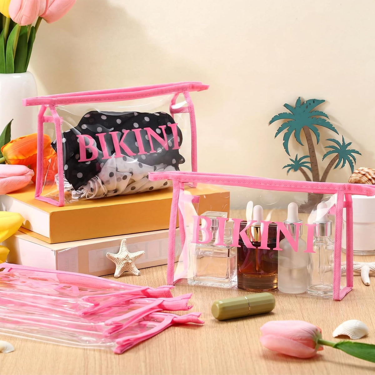 12 Pcs Bikini Organizing Bags Durable PVC Packaging Zipper Bags Swimsuit Bathing Suit Organizer for T-shirts, Swimwear, Lingerie & Delicate Closet, Drawers & Travel