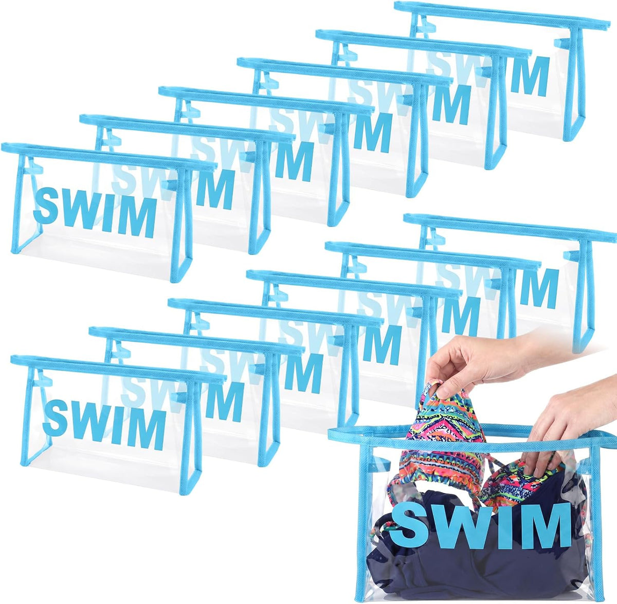 12 Pcs Bikini Organizing Bags Durable PVC Packaging Zipper Bags Swimsuit Bathing Suit Organizer for T-shirts, Swimwear, Lingerie & Delicate Closet, Drawers & Travel