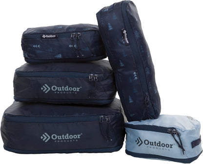 5 Piece Set Lightweight Expandable Travel Cubes for Luggage (Olive and Brown) (Olive and Brown)