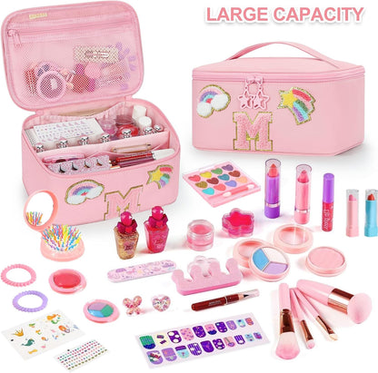 Initial Makeup Bag,Purple Travel Makeup Organizer Case Beauty Toiletry Cosmetic Bag with Rainbow, Trendy Stuff Personalized Gifts for Women and Girls-Q