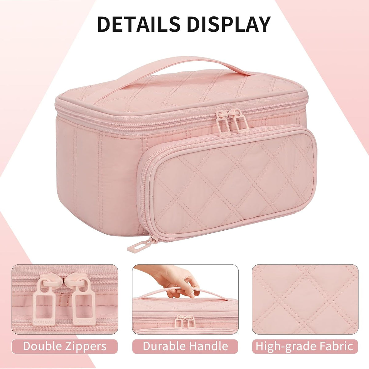 Initial Makeup Bag,Purple Travel Makeup Organizer Case Beauty Toiletry Cosmetic Bag with Rainbow, Trendy Stuff Personalized Gifts for Women and Girls-Q