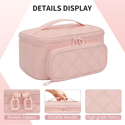 Initial Makeup Bag,Purple Travel Makeup Organizer Case Beauty Toiletry Cosmetic Bag with Rainbow, Trendy Stuff Personalized Gifts for Women and Girls-Q