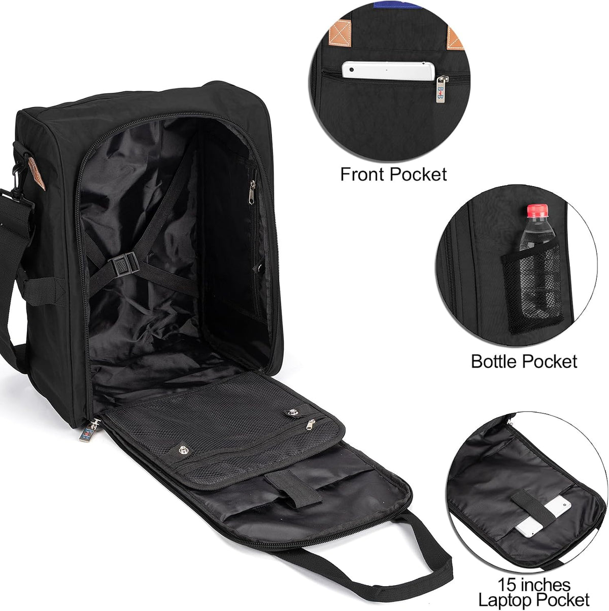 17X13X8 Inches JetBlus Airlines Personal Item Under Seat Duffel bag Suitable for Major Airlines including Spirit, Jetblue, Frontier, and American - Duffel Bag Design (Black)