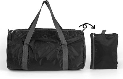 Travel Gym Bag Foldable Duffel Tote Sports Weekender Pouch with Easy Carry Design and Nylon Suitable for Outdoor Activities, black