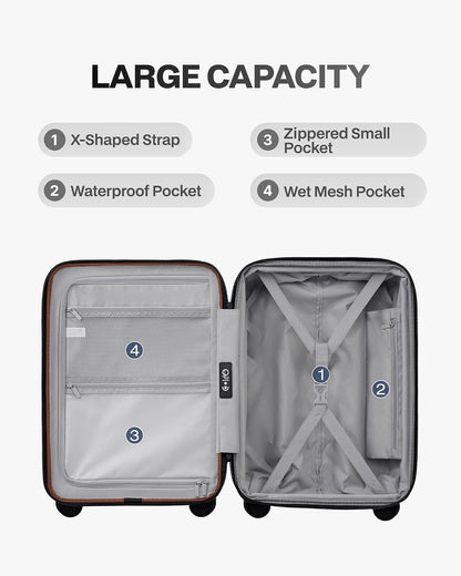Carry On Luggage Suitcase : 22x14x9 Airline Approved Travel Luggage with Spinner Wheels, Front Pocket Expandable Hardshell Suitcases with TSA Lock Green