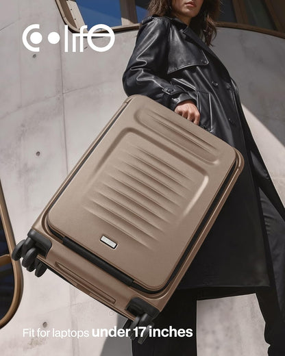 Carry On Luggage Suitcase : 22x14x9 Airline Approved Travel Luggage with Spinner Wheels, Front Pocket Expandable Hardshell Suitcases with TSA Lock Green