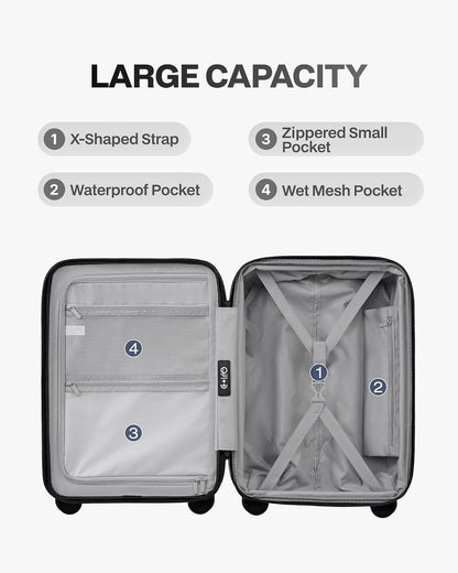 Carry On Luggage Suitcase : 22x14x9 Airline Approved Travel Luggage with Spinner Wheels, Front Pocket Expandable Hardshell Suitcases with TSA Lock Green