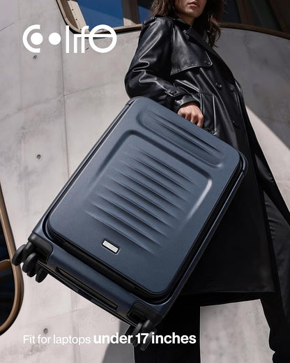 Carry On Luggage Suitcase : 22x14x9 Airline Approved Travel Luggage with Spinner Wheels, Front Pocket Expandable Hardshell Suitcases with TSA Lock Green