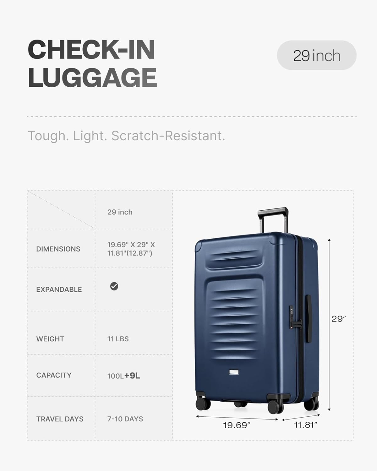 Carry On Luggage Suitcase : 22x14x9 Airline Approved Travel Luggage with Spinner Wheels, Front Pocket Expandable Hardshell Suitcases with TSA Lock Green