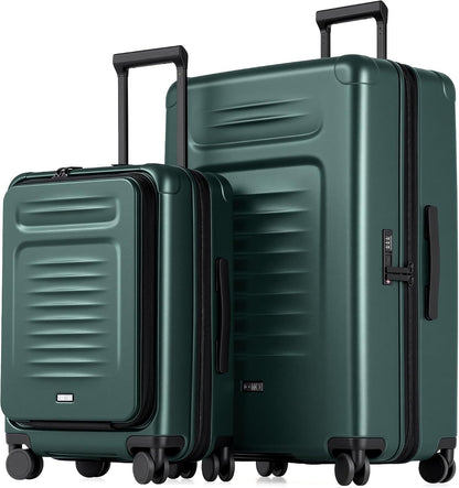 Carry On Luggage Suitcase : 22x14x9 Airline Approved Travel Luggage with Spinner Wheels, Front Pocket Expandable Hardshell Suitcases with TSA Lock Green