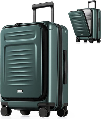 Carry On Luggage Suitcase : 22x14x9 Airline Approved Travel Luggage with Spinner Wheels, Front Pocket Expandable Hardshell Suitcases with TSA Lock Green