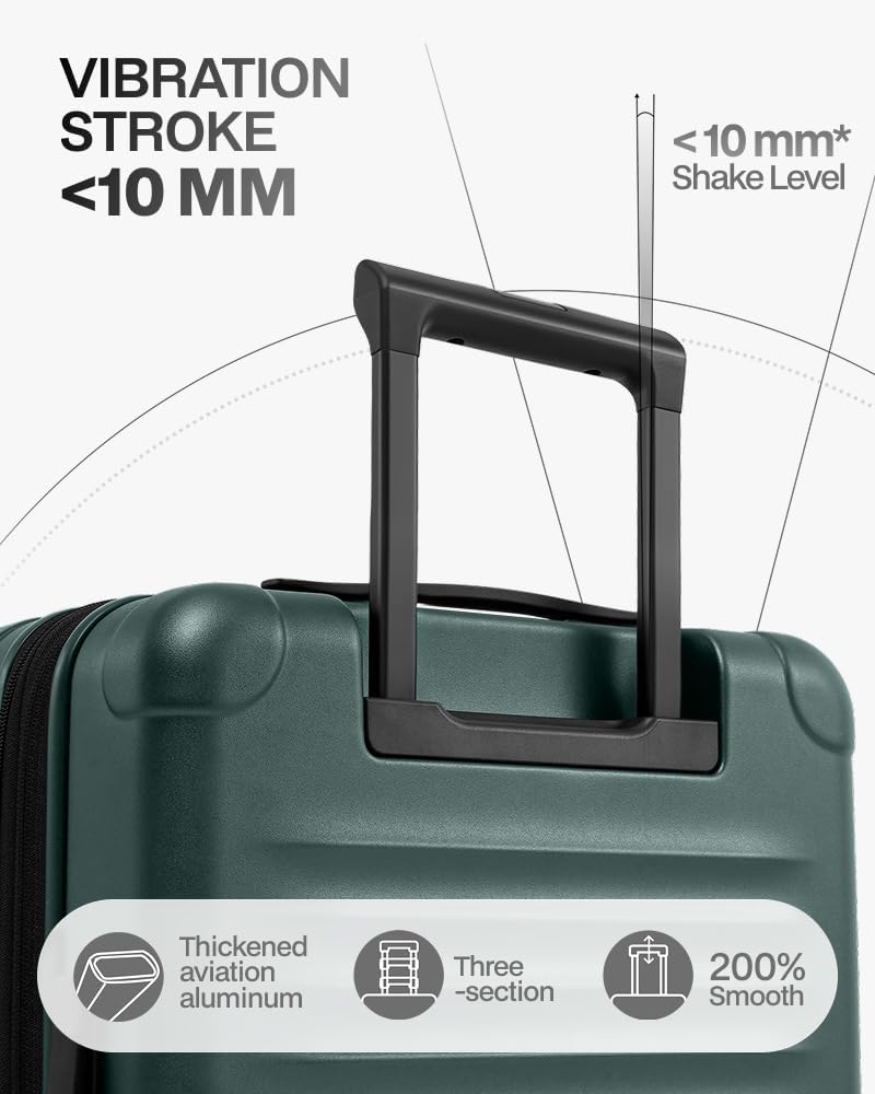Carry On Luggage Suitcase : 22x14x9 Airline Approved Travel Luggage with Spinner Wheels, Front Pocket Expandable Hardshell Suitcases with TSA Lock Green