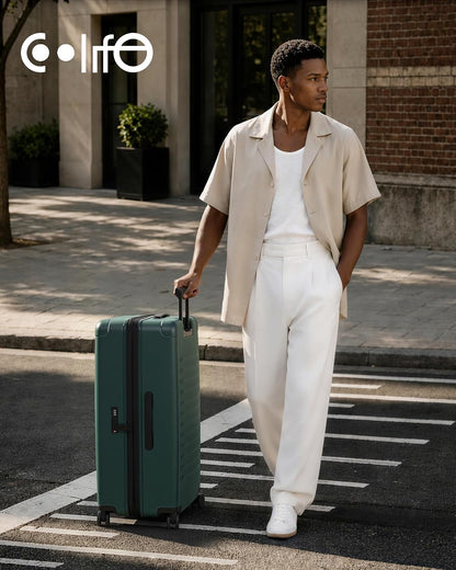 Carry On Luggage Suitcase : 22x14x9 Airline Approved Travel Luggage with Spinner Wheels, Front Pocket Expandable Hardshell Suitcases with TSA Lock Green