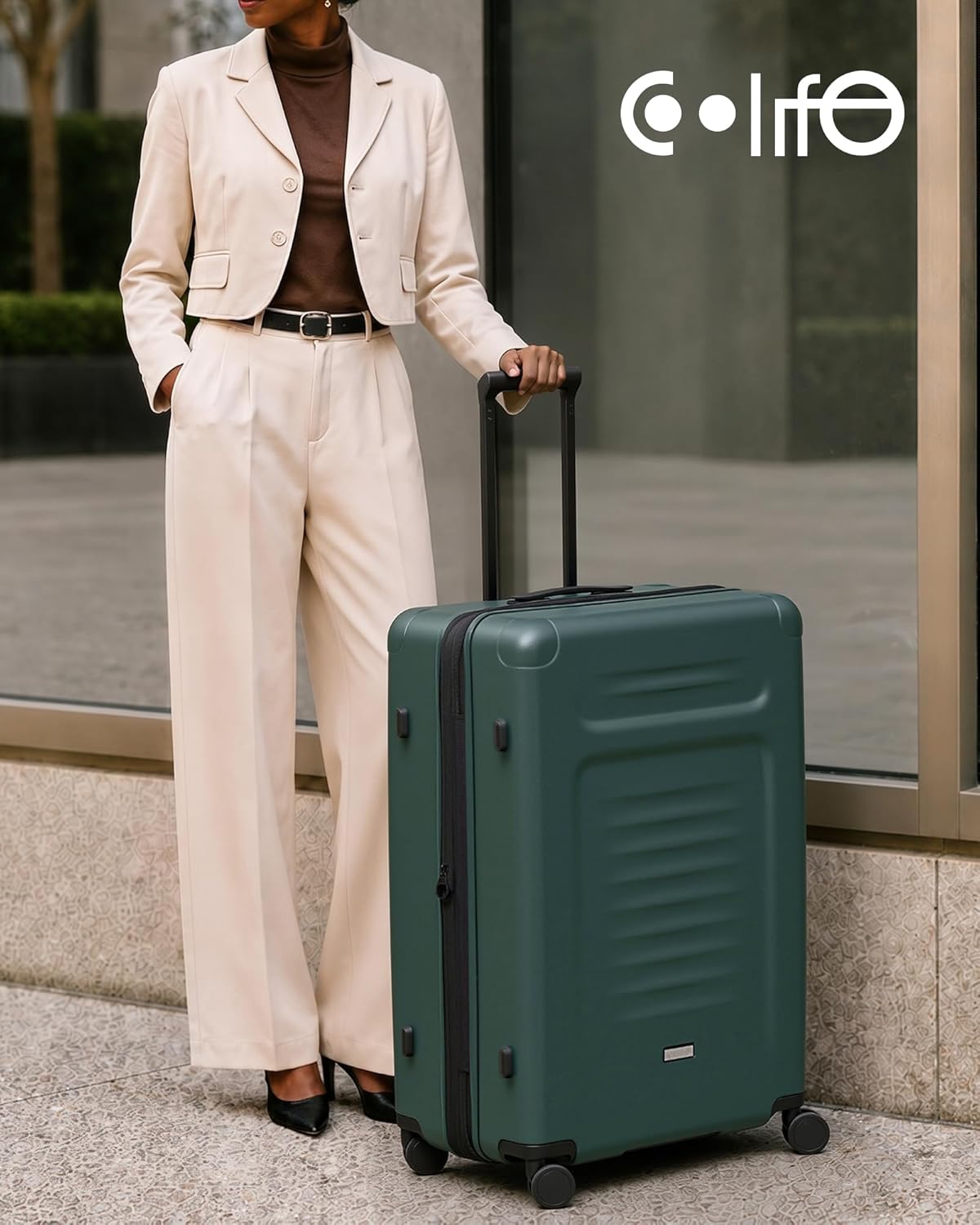 Carry On Luggage Suitcase : 22x14x9 Airline Approved Travel Luggage with Spinner Wheels, Front Pocket Expandable Hardshell Suitcases with TSA Lock Green