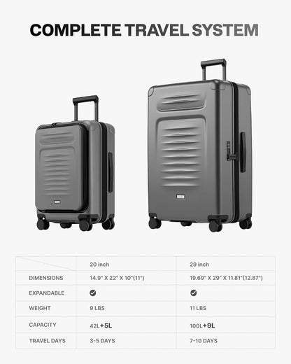 Carry On Luggage Suitcase : 22x14x9 Airline Approved Travel Luggage with Spinner Wheels, Front Pocket Expandable Hardshell Suitcases with TSA Lock Green