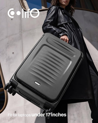 Carry On Luggage Suitcase : 22x14x9 Airline Approved Travel Luggage with Spinner Wheels, Front Pocket Expandable Hardshell Suitcases with TSA Lock Green