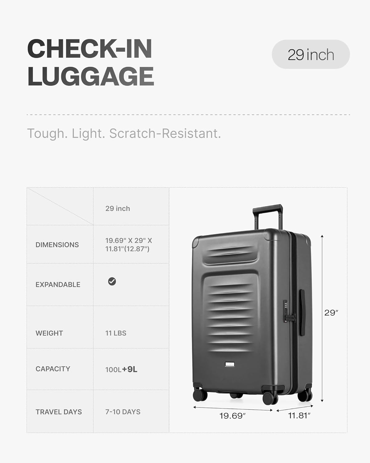 Carry On Luggage Suitcase : 22x14x9 Airline Approved Travel Luggage with Spinner Wheels, Front Pocket Expandable Hardshell Suitcases with TSA Lock Green