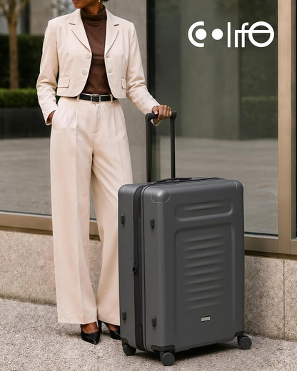 Carry On Luggage Suitcase : 22x14x9 Airline Approved Travel Luggage with Spinner Wheels, Front Pocket Expandable Hardshell Suitcases with TSA Lock Green