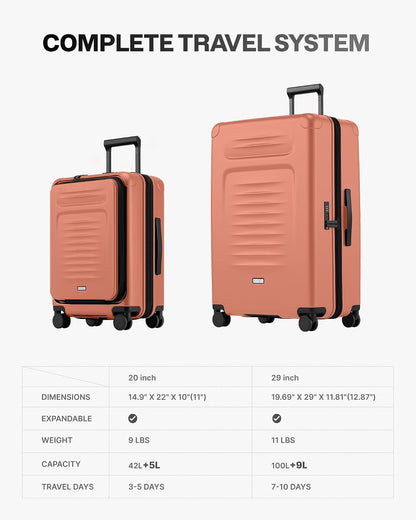 Carry On Luggage Suitcase : 22x14x9 Airline Approved Travel Luggage with Spinner Wheels, Front Pocket Expandable Hardshell Suitcases with TSA Lock Green