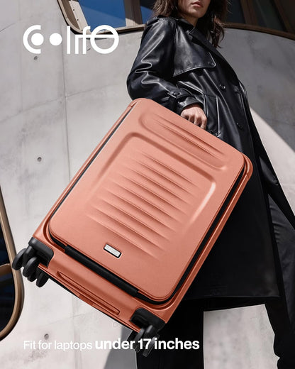 Carry On Luggage Suitcase : 22x14x9 Airline Approved Travel Luggage with Spinner Wheels, Front Pocket Expandable Hardshell Suitcases with TSA Lock Green
