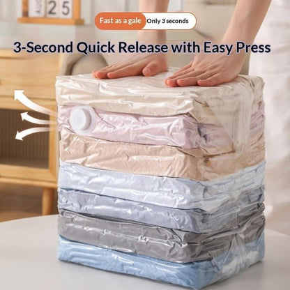 No-Pump 3D Vacuum Storage Bags | No-Pump Large Vacuum Storage Compression Bags | Stand-Up Reusable Vacuums Pack Bag Roll-Up Compression | For Travel Packing, Clothes Duvet Travel And Home 100x80x38cm