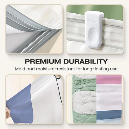 No-Pump 3D Vacuum Storage Bags | No-Pump Large Vacuum Storage Compression Bags | Stand-Up Reusable Vacuums Pack Bag Roll-Up Compression | For Travel Packing, Clothes Duvet Travel And Home 100x80x38cm