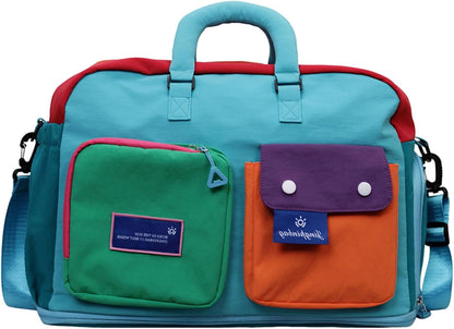 Expandable Block-Color Carry-on Travel Tote Bag with Shoe & Wet Pocket | Weekender with Luggage Sleeve, Under the Seat Personal Item Bag, Dopamine Color, Multiple Pockets, Duffle with Cup Holder