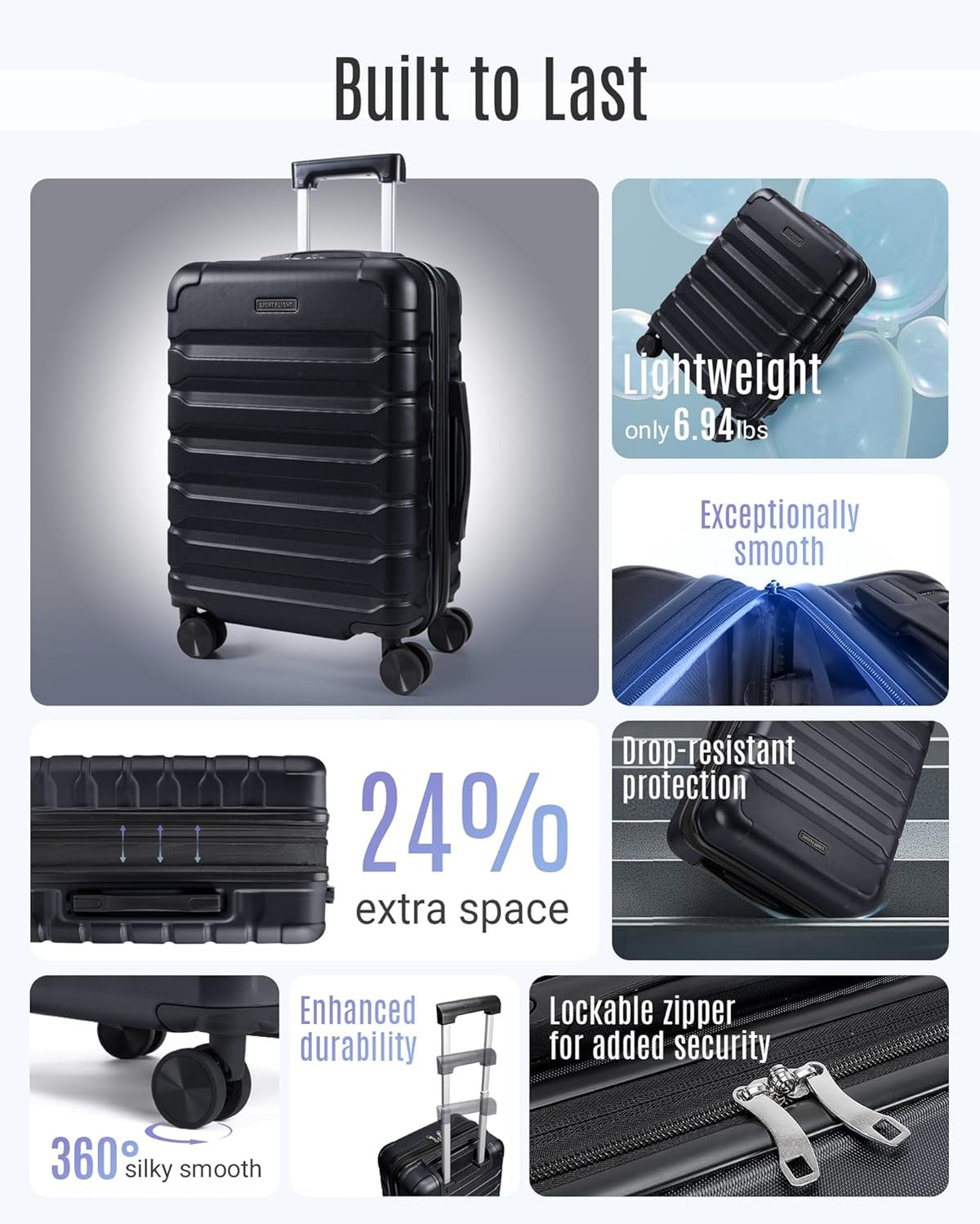 Carry On Luggage 22x14x9 Airline Approved, Expandable Carry On Suitcases with Wheels, Lightweight Luggage, Durable Hard Shell 20 Inch Rolling Suit Case for Men Women Travel,Royal Blue