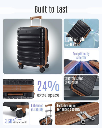 Carry On Luggage 22x14x9 Airline Approved, Expandable Carry On Suitcases with Wheels, Lightweight Luggage, Durable Hard Shell 20 Inch Rolling Suit Case for Men Women Travel,Royal Blue